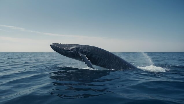 blue whale jumping in Oecan, Generative AI 