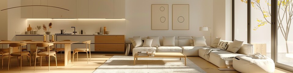 modern minimalist living room with a focus on light