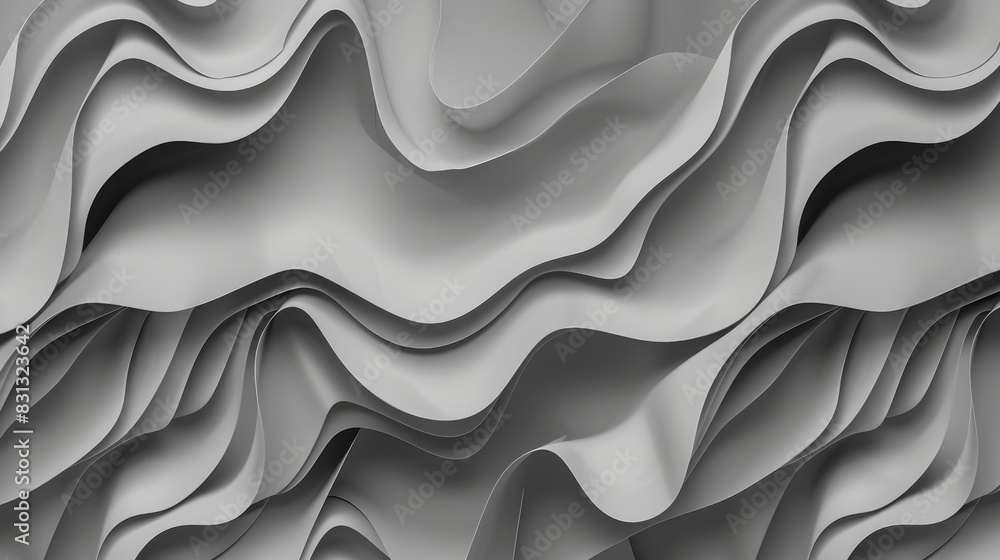 Poster gray wave pattern wallpaper with soft, flowing lines and subtle gradients, perfect for a minimalist 