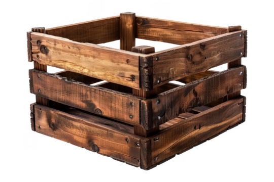 old wooden box isolated on white background