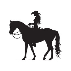 Cowgirl Horse Riding Silhouette - Endless Adventure - Cowgirl Horse Riding Illustration
