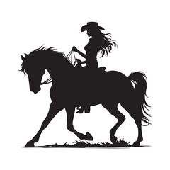 Cowgirl Horse Riding Silhouette - Bold and Brave - Cowgirl Horse Riding Illustration
