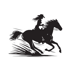 Action Packed Cowgirl Horse Riding Silhouette - Cowgirl Horse Riding Illustration
