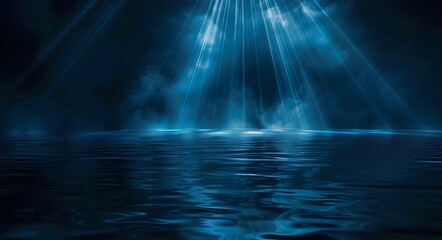 Fototapeta premium Abstract Blue Background with Laser Light and Neon Lines