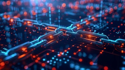 A metal chain is attached to a computer screen, showcasing a unique connection between technology and physical objects.