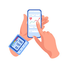 Wrist blood pressure monitor. Sphygmomanometer, a device for measuring bp. Smartphone applications for checking heart rhythm. Systolic and diastolic. Medical equipment. Improving quality of life.