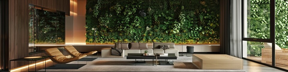 Fototapeta premium modern minimalist living room with an eco-friendly approach