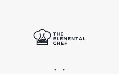 chef with lab logo design vector silhouette illustration