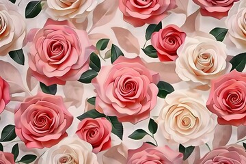 Intricate rose patterns forming elegant floral backgrounds.