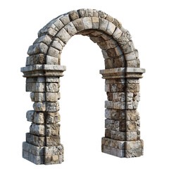 Ancient stone archway with weathered stones, cut out