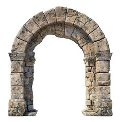 Ancient stone archway with weathered stones, cut out