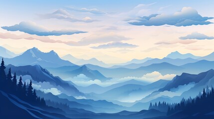 Generate a beautiful landscape image of a mountain range in the style of Caspar David Friedrich