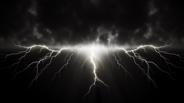 A powerful bolt of lightning strikes the ground during a summer storm.