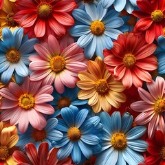 Fototapeta premium Lush seamless pattern of vibrant flowers, capturing the essence of a blooming garden