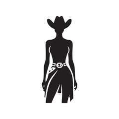Detailed Cowgirl Silhouette for Graphic Design - Cowgirl in Motion Illustration
