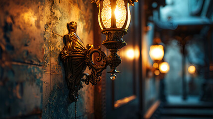 Ornate lanterns in art nouveau style,Amazing and classy Abstract AI Generated illustration