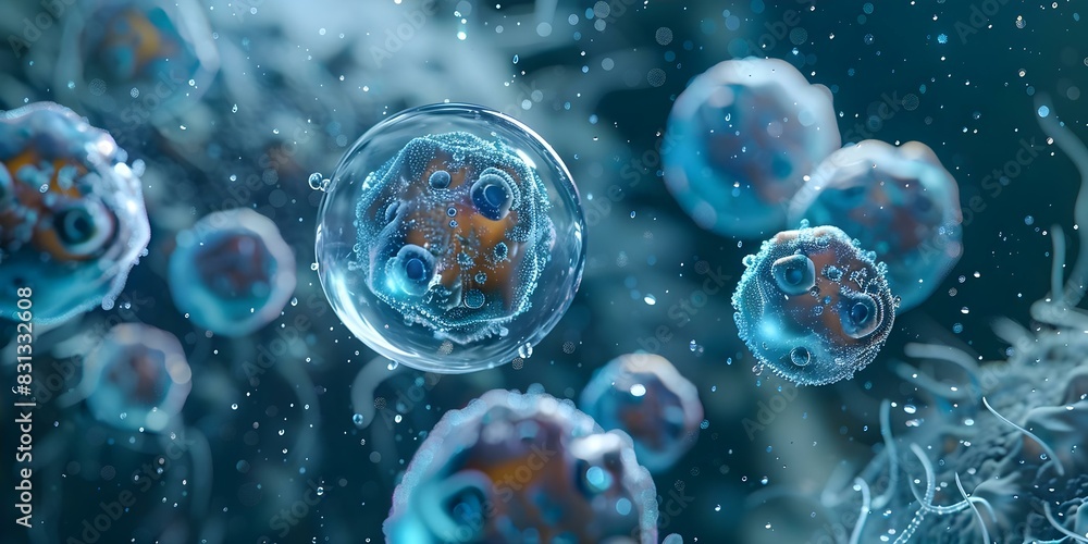 Poster harnessing the immune system with immunotherapy: a microscopic view of floating viruses fighting dis
