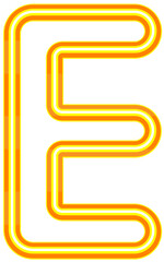 Vector bright yellow and orange neon light alphabet font typography design-E