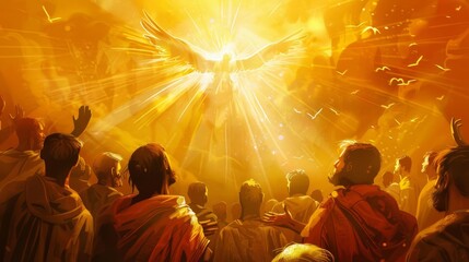 pentecost the descent of the holy spirit on the apostles digital religious illustration
