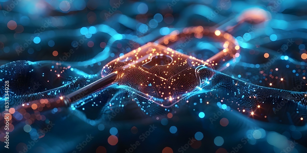 Aufkleber protecting data with digital security measures in the online realm. concept cybersecurity, data prot