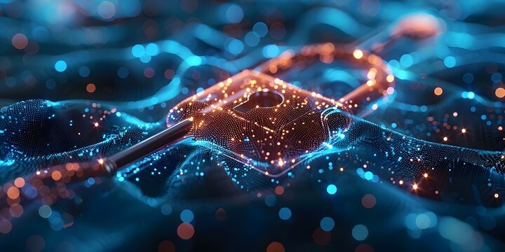 Protecting Data with Digital Security Measures in the Online Realm. Concept Cybersecurity, Data Protection, Online Privacy, Encryption, Digital Threats