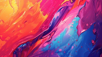 Vibrant Abstract Painting with Bold Colors and Dynamic Brushstrokes