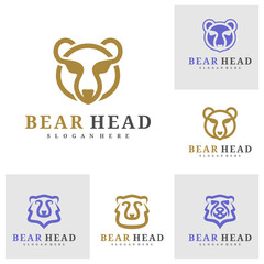 Set of Bear logo vector template, Creative Bear head logo design concepts
