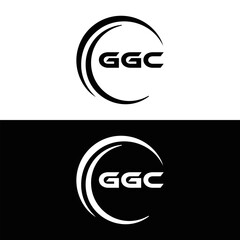 GGC logo. G G C design. White GGC letter. GGC, G G C letter logo design. G G C letter logo design in FIVE, FOUR, THREE, style. letter logo set in one artboard. G G C letter logo vector design.