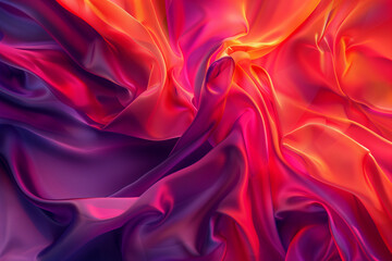 Obraz premium Radiant Textile Waves: A Vibrant Display of Satin Fabric in Mesmerizing Shades of Red and Purple