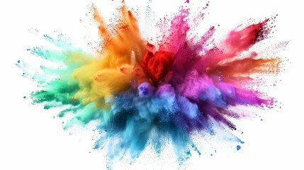 powdered color explosion vibrant abstract dust particles bursting on white background dynamic powder paint dispersion 3d illustration