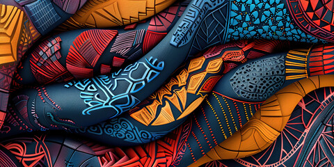 Close up of colorful pattern on cloth