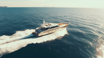 Fototapeta premium Luxury yacht speeding in the ocean