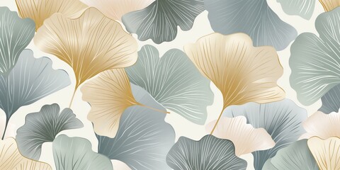 Elegant Ginkgo Leaf Pattern in Soft Pastel Colors for Stylish Backgrounds