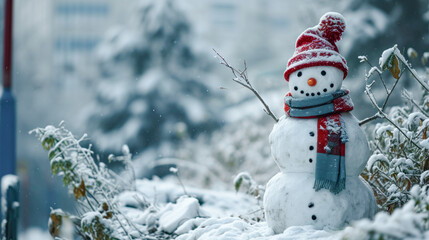 Happy Snowman in Winter a Secession Wallpaper Digital Art Magazine Background Poster Card
