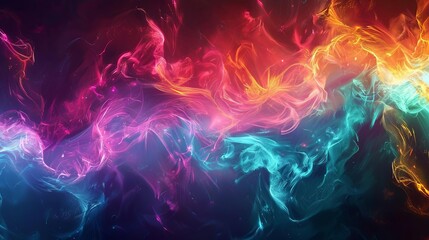 psychedelic fantasy glowing neon rainbow flames surreal digital art