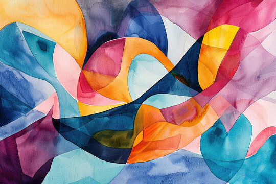 Colorful shapes painting on white background