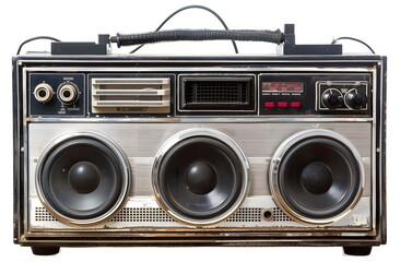 Obraz premium Classic electronics device with a PNG radio and cassette player.