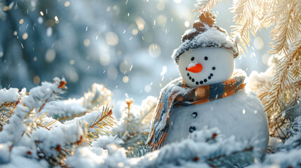 Happy Snowman in Winter a Secession Wallpaper Digital Art Magazine Background Poster Card