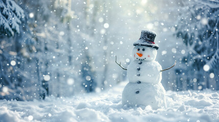 Happy Snowman in Winter a Secession Wallpaper Digital Art Magazine Background Poster Card