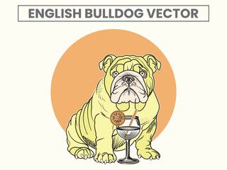 English Bulldog illustration in hand-drawn style for English Bulldog Lover