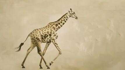 Obraz premium graceful giraffe walking with extended legs wildlife photography upscaled highresolution image digital art