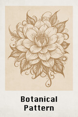 Botanical illustration for printing on wall decorations. Pattern for covers, business cards. Generated by Ai