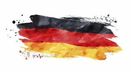 handdrawn german flag design with brush strokes and watercolor texture vintage illustration