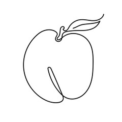 Apple fruit in the style of continuous linear graphics.  Vector illustration