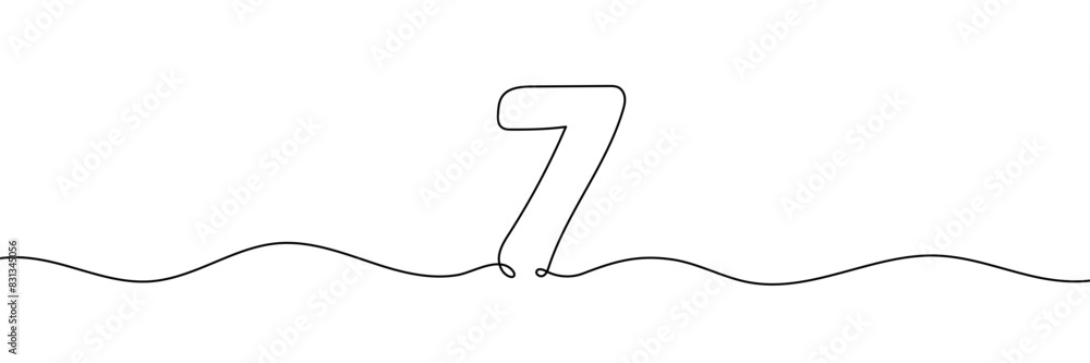 Poster number 7 is drawn by continuous line drawing. editable line. vector illustration