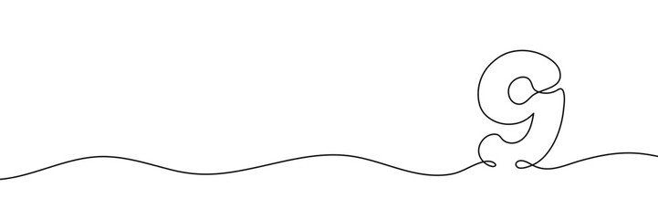Number 9 is drawn by continuous line drawing. Editable line. Vector illustration