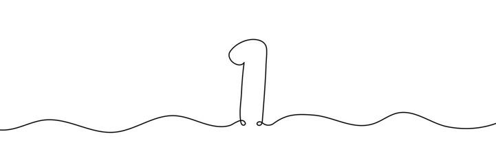 Number 1 is drawn by continuous line drawing. Editable line. Vector illustration