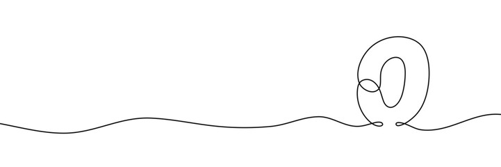 Number 0 is drawn by continuous line drawing. Editable line. Vector illustration