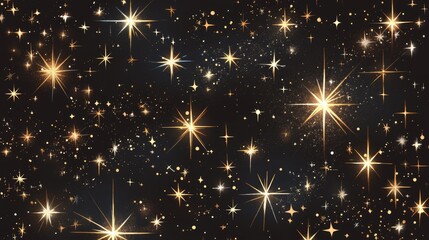Naklejka premium In a delightful display twinkling stars are brought to life through a charming white cartoon featuring flat 2d doodle style elements These stars twinkle and glitter against a mysterious bla