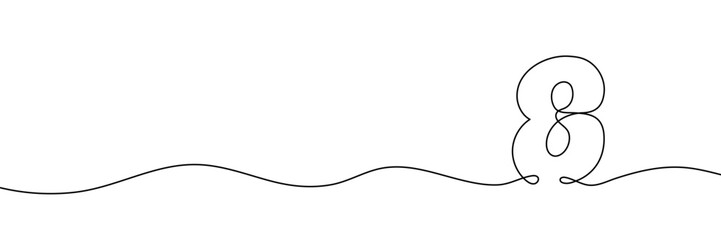 Number 8 is drawn by continuous line drawing. Editable line. Vector illustration